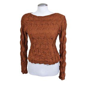 See You Monday NEW Ruched Crop Top Women XL Rust Orange Bell Seeve Gauzy Boho